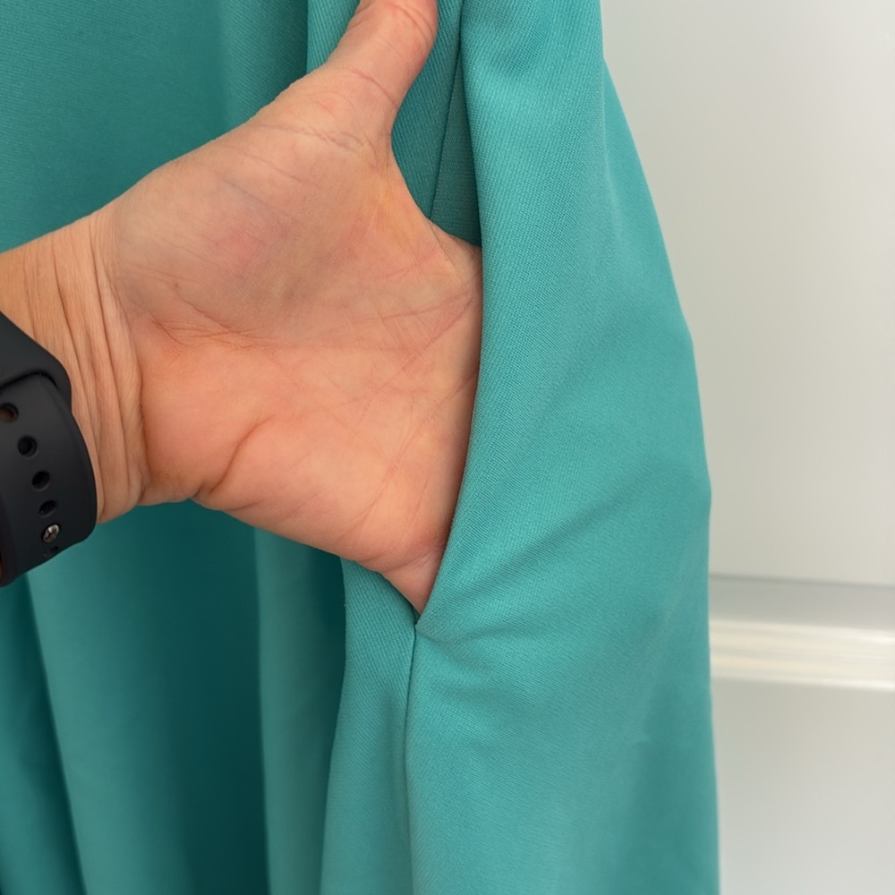 Teal one shoulder cocktail dress size m with pockets - Picture 8 of 8